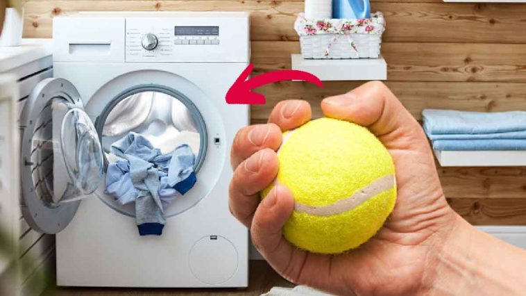 Une balle de tennis dans la machine à laver pour économiser beaucoup